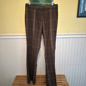 Vintage 90s Womens Brown Plaid boot cut Pants Size 10 By Bay